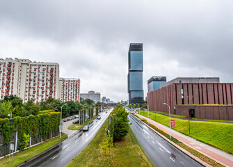 City center of Katowice in a rainy day, Poland