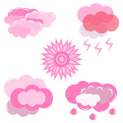 PINK WEATHER FORECAST SET ILLUSTRATION VECTOR DESIGN