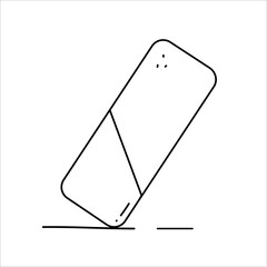 School supplies eraser in a cute doodle style isolated on a white background. Vector element in black line.