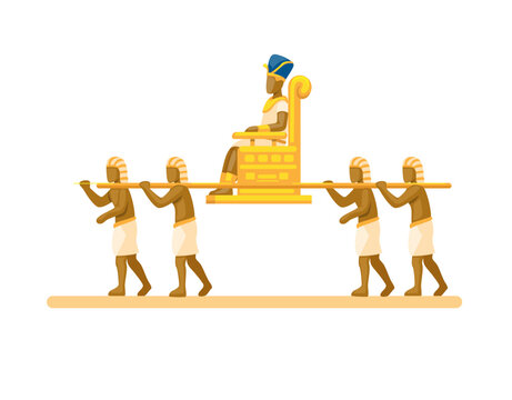 The king of Egypt was carried on palanquin by slaves. Egypt sedan chair traditional vehicle illustration vector
