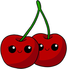 cute and smile cartoon fruit colorful character cherry