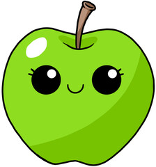 cute and smile cartoon fruit colorful character green apple