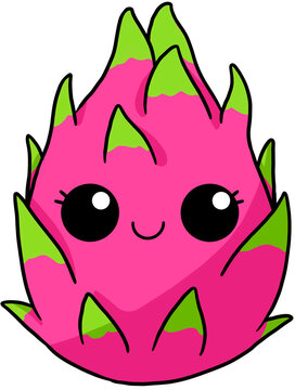 Cute And Smile Cartoon Fruit Colorful Character Dragon Fruit