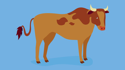 horned bull on a blue background