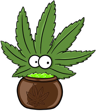 Cute Cannabis And Marijuana Halloween Character Pot Of Poison