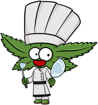 Cute cartoon cannabis marijuana character chef