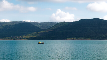 A boat in a lake