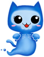 cute cartoon cat halloween character ghost