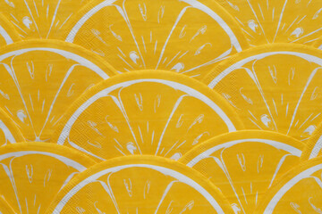Paper Lemon slices pattern on the black background