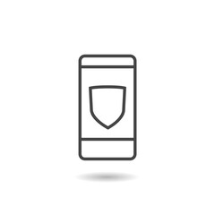 Phone security icon with shadow