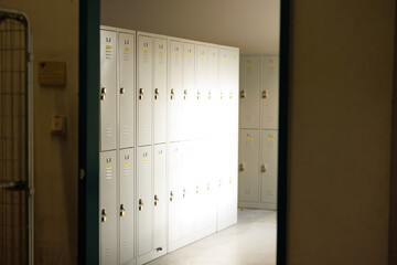 Modern locker room interior, warehause concept for workers