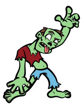 Cartoon illustration of Zombie walking for the food, best for mascot, logo, and sticker with halloween themes for kids