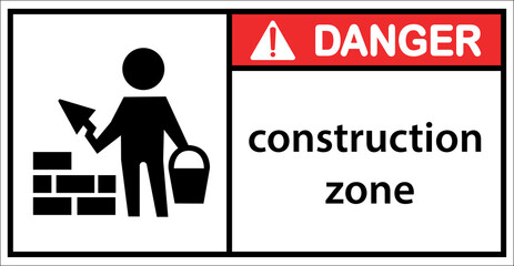 Construction warning sign Use caution when walking through.Sign danger