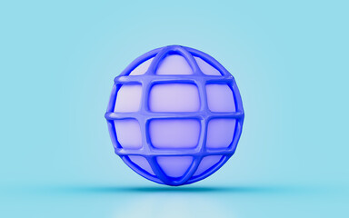 globe sign cartoon look 3d render concept for location world environment networking