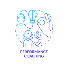 Performance coaching blue gradient concept icon. Executive training service abstract idea thin line illustration. Personal growth. Isolated outline drawing. Myriad Pro-Bold font used