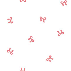 Seamless pattern with pink bowties and white background