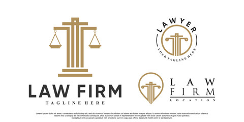 Set of lawyer or justice logo design with creative concept Premium Vector