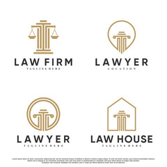 Set of lawyer or justice logo design with creative concept Premium Vector
