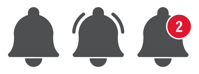 black notification bell vector icon on white