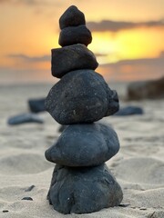 stack of stones on the beach