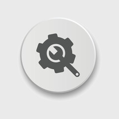 Gear and Wrench icon Vector illustration. Settings icon Flat style. Repair service icon with button
