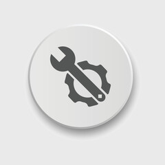 Gear and Wrench icon Vector illustration. Settings icon Flat style. Repair service icon with button
