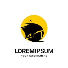 Naklejka premium ilustrasi vektor logo perahu layar, perjalanan, tur dan logo petualangan 