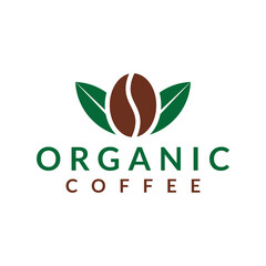 coffee bean with leaf. organic coffee logo design