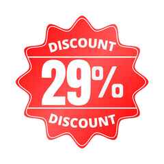 29% percent off, with red sticker design (Black Friday), online discount, mega sale, vector illustration, Twenty-nine