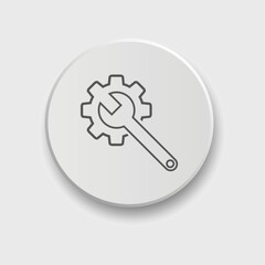 Gear and Wrench icon Vector illustration. Settings icon Flat style. Repair service icon with button
