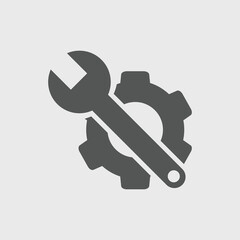 Gear and Wrench icon Vector illustration. Settings icon Flat style. Repair service icon
