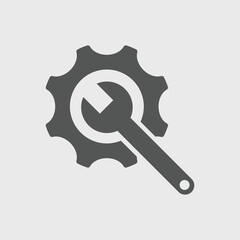 Gear and Wrench icon Vector illustration. Settings icon Flat style. Repair service icon
