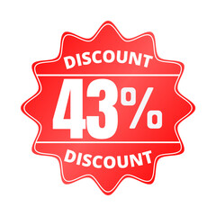 43% percent off, with red sticker design (Black Friday), online discount, mega sale, vector illustration, Forty-three 