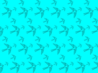 Blue swallow of geometric figures in the style of low poly. Pattern