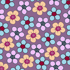 Three color retro floral background