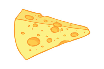 Hand drawn cheese parts and slices isolated on a white background. Cheese icon. Vector cheese clipart