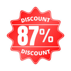 87% percent off, with red sticker design (Black Friday), online discount, mega sale, vector illustration, Eighty-seven