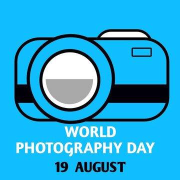 World Photography day August 19 Poster Design Template with blue background