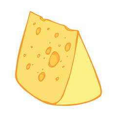 Hand drawn cheese parts and slices isolated on a white background. Cheese icon. Vector cheese clipart