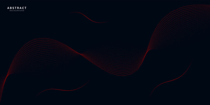 Red futuristic flowing particle on black background, red particle  abstract background use for business, corporate, institution, poster, template, party, festive, seminar, vector, illustration