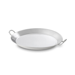 Large metal wok with handles, isolated on white