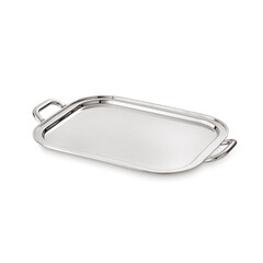 Fototapeta na wymiar Simple rectangular stainless steel tray, isolated on white