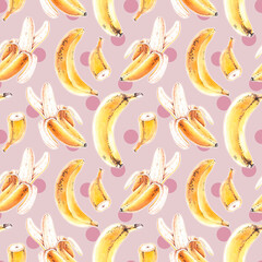 Watercolor tropical banana pattern