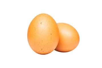 Cutout two organic brown egg on white background.