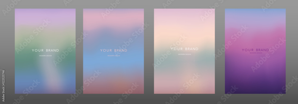 Poster Abstract fluid gradient background vector set. Minimalist style cover with pace for text. Smooth blurred light color graphic design template colorful and liquid.