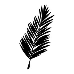 Simple tropical leaf silhouette illustration. Hand drawn vector clipart. Botanical doodle for print, web, design, decor, logo.
