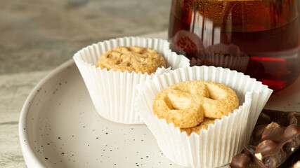Danish butter cookies and chocolate.