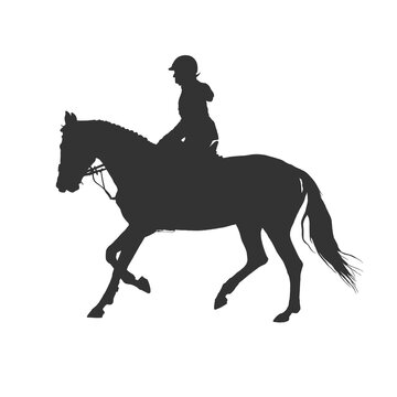 Black silhouette vector images rider on horse