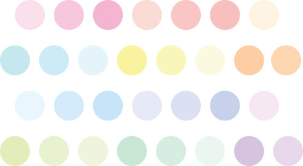 Round Pastel colors pattern isolated on white background
