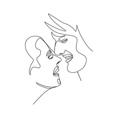 Vector illustration of a couple in love drawn in line art style